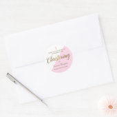 ピンクベビーガールパーソナライズされた《キリスト教》洗礼式や命名式感謝していユー ラウンドシール (封筒)