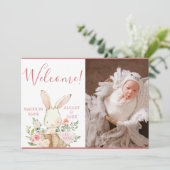 ピンクベビーガールフォトスクリプト誕生 案内状 (スタンド正面)