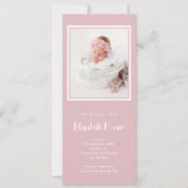 ピンクベビーガールフォト誕生 案内状 (正面)