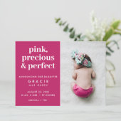 ピンクベビーガールフォト誕生 案内状 (スタンド正面)
