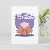 ピンクベビーガールベビーシャワー招待状 招待状 (スタンド正面)