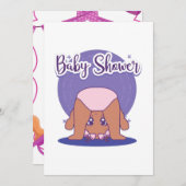 ピンクベビーガールベビーシャワー招待状 招待状 (正面/裏面)
