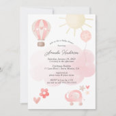 ピンクベビーガールベビーシャワー招待状 招待状 (正面)