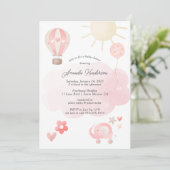 ピンクベビーガールベビーシャワー招待状 招待状 (スタンド正面)