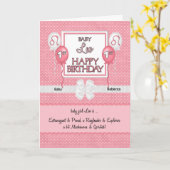 ピンクベビーガールレオ〔占星術の〕十二宮図1st誕生日 カード (黄色い花)