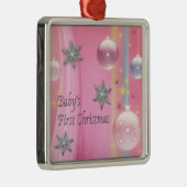 ピンクベビーガール初めてのクリスマスピンクファーストクリスマ メタルオーナメント (右)