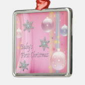 ピンクベビーガール初めてのクリスマスピンクファーストクリスマ メタルオーナメント (左)