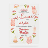 ピンクベビーガール服Aqiqah Aqeeqaへようこそ アクリルサイン (正面)