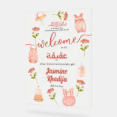 ピンクベビーガール服Aqiqah Aqeeqaへようこそ アクリルサイン (傾斜)
