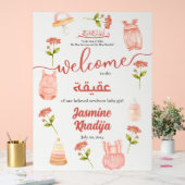 ピンクベビーガール服Aqiqah Aqeeqaへようこそ アクリルサイン (ウェディング)