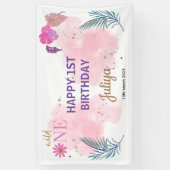 ピンクベビーガール1stバースデーバナー 横断幕 (縦)