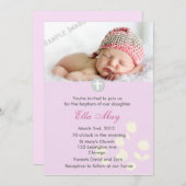 ピンクベビーガール《キリスト教》洗礼式や命名式招待状 招待状 (正面/裏面)