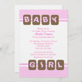 ピンクベビーガール 招待状 (正面/裏面)