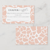 ピンクベビーガールGiraffeおむつラッフル エンクロージャーカード (正面/裏面)