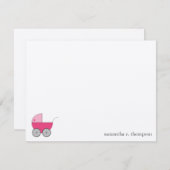 ピンクベビーキャリッジベビーシャワーありがとうノートカード ノートカード (正面/裏面)