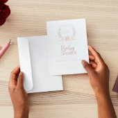 ピンクベビーキャリッジモノグラムベビーシャワー 招待状