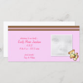 ピンクベビークマベビー告知フォトカード 案内状 (正面/裏面)