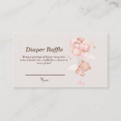 ピンクベビークマ&バルーンおむつラッフルカード プレイスカード (正面)