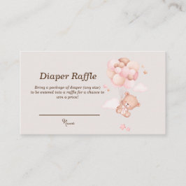 ピンクベビークマ&バルーンおむつラッフルカード プレイスカード