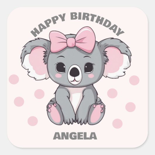 ピンクベビーコアラベア スクエアシール (正面)