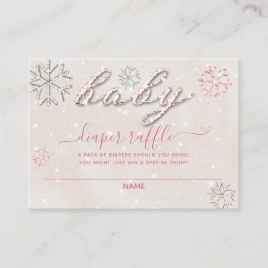 ピンクベビーコールド外側ラインストーングリッターラッフル エンクロージャーカード (正面)