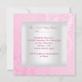 ピンクベビーシャワーガールアンブレラダマスク 招待状 (裏面)