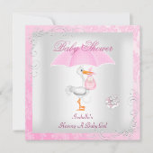 ピンクベビーシャワーガールアンブレラダマスク 招待状 (正面)