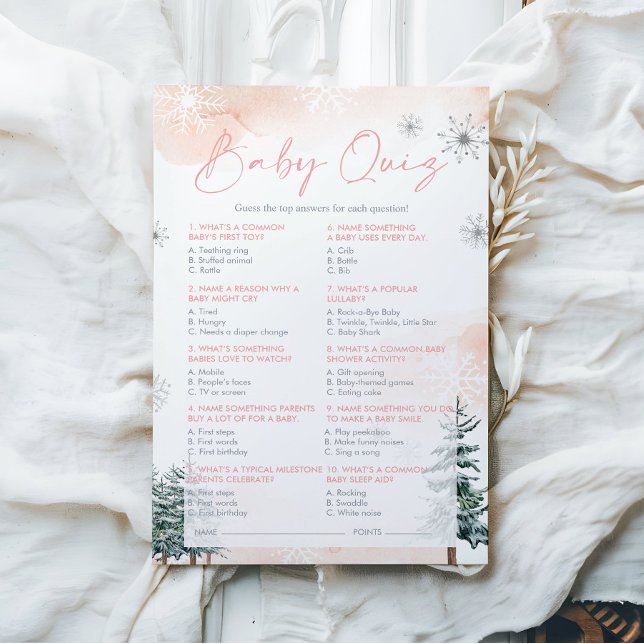 ピンクベビーシャワークイズゲームカード (クリエイターアップロード済み)