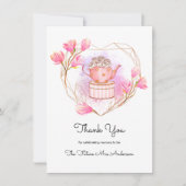 ピンクベビーシャワーティーパーティーありがとうフローラカード サンキューカード (正面)