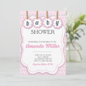 ピンクベビーシャワーピンチ招待状 招待状 (スタンド正面)
