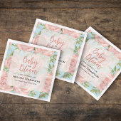 ピンクベビーシャワーフローラカスタム開花 スタンダードカクテルナプキン