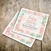 ピンクベビーシャワーフローラカスタム開花 スタンダードカクテルナプキン