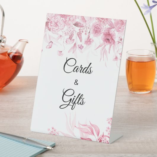 ピンクベビーシャワーフローラカード&ギフト 台座サイン (インサイチュ)