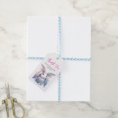 ピンクベビーシャワーメッセージカードテンプレートバニー ギフトタグ (より糸付き)