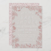 ピンクベビーシャワー招待状テンプレート招待状 招待状 (正面/裏面)