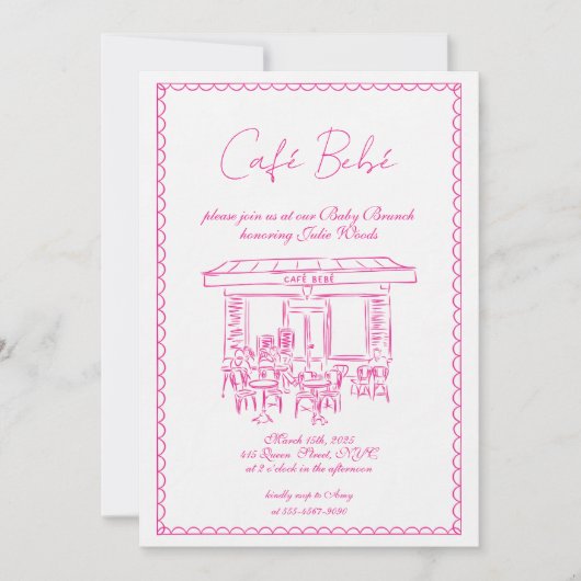ピンクベビーシャワー招待状 | ブランチ招待状 招待状 (正面)