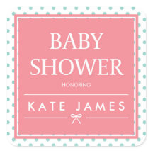 ピンクベビーシャワー水玉模様とリボン