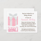 ピンクベビーシャワー-ママモダンベビーバンプ 招待状 (正面/裏面)