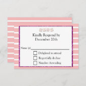 ピンクベビーシャワーRSVPカード 出欠カード (正面/裏面)