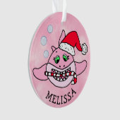 ピンクベビーシャークパーソナライズされたクリスマス オーナメント (正面)