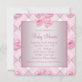 ピンクベビーシューズピンク赤ちゃんガールシャワー 招待状 (裏面)