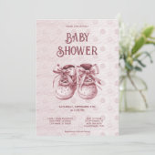 ピンクベビーシューズベビーシャワー招待状 招待状 (スタンド正面)