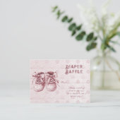 ピンクベビーシューズ赤ちゃんシャワー囲いカード エンクロージャーカード (スタンド正面)