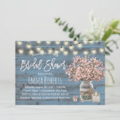 ピンクベビーズブレスジャールダスティーブルーブライダルシャワー 招待状 (スタンド正面)