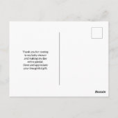 ピンクベビーゾウとバラ縁どに感謝 ポストカード (裏面)