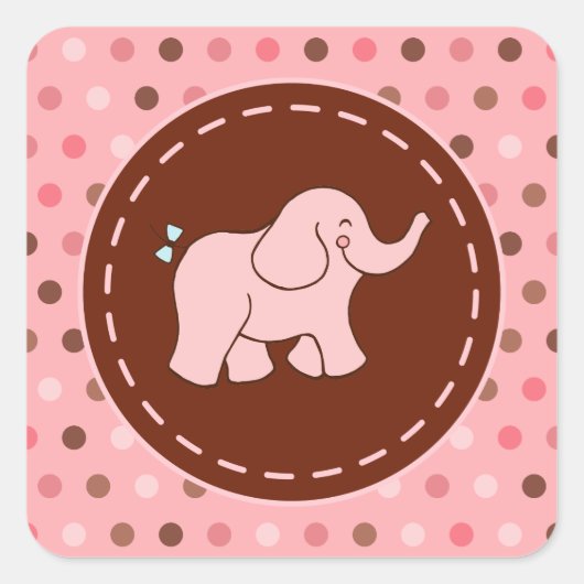 ピンクベビーゾウのシール スクエアシール (正面)