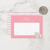 ピンクベビーゾウ赤ちゃんシャワー子育てアドバイス ノートカード (正面/裏面インサイチュ)