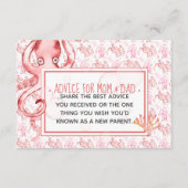 ピンクベビータコ赤ちゃんシャワーアドバイスママ&パパ アドバイスカード (正面)