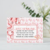 ピンクベビータコ赤ちゃんシャワーアドバイスママ&パパ アドバイスカード (スタンド正面)