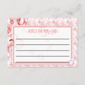 ピンクベビータコ赤ちゃんシャワーアドバイスママ&パパ アドバイスカード (裏面)